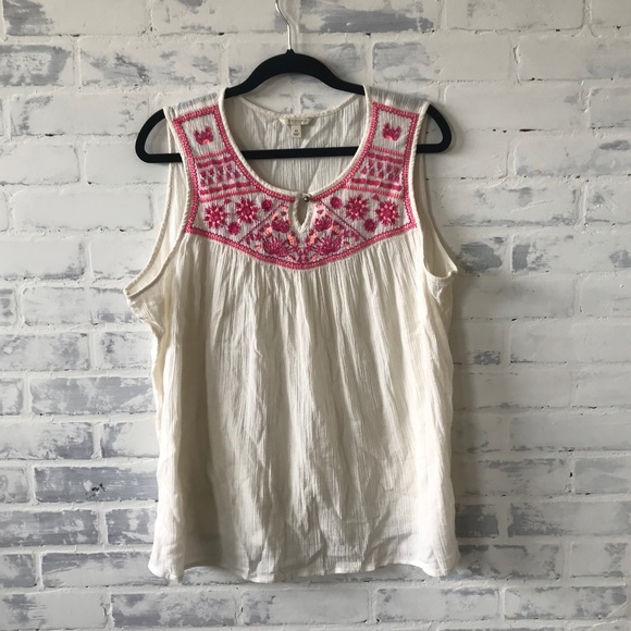 Sonoma Tops - 🌸HOST PICK🌸 Pink floral stitched gauze tank